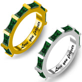 925 Silber Personalisierter Bambus Geburtsstein Ring mit Gravur - Innengravur Zirkonring, Perfektes Geschenk für Sie